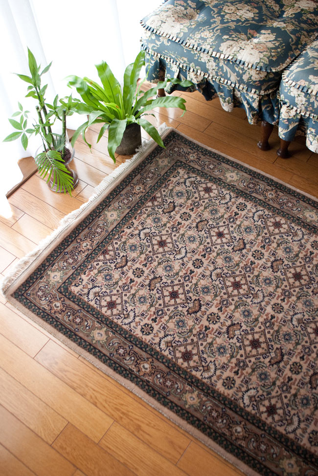 手織りのインド絨毯【約157cm x 約90cm】1枚目の説明写真です