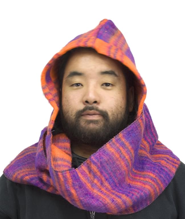 帽子付きアクリルマフラー border=