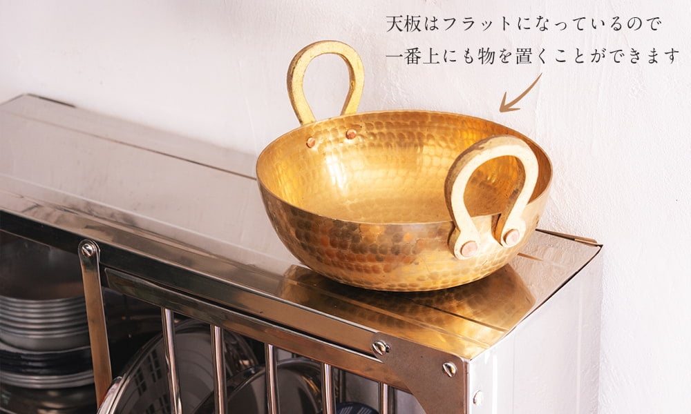 〔ID-MRACK-105の完成品〕〔約75.5cm*約91cm〕魅せる収納 インドから昔ながらの 壁掛け式 インディアンキッチンラック 食器棚 〔組み立て済〕16枚目の説明写真です