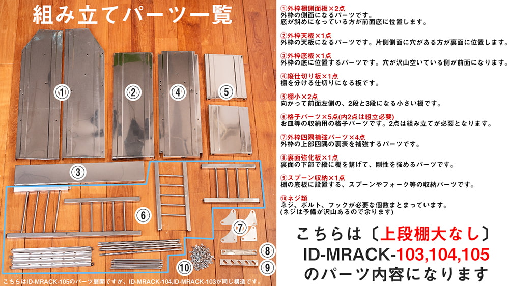 〔約75.5cm*約75.5cm〕魅せる収納 インドから昔ながらの 壁掛け式 インディアンキッチンラック 食器棚 〔組み立て式〕2枚目の下部説明写真です
