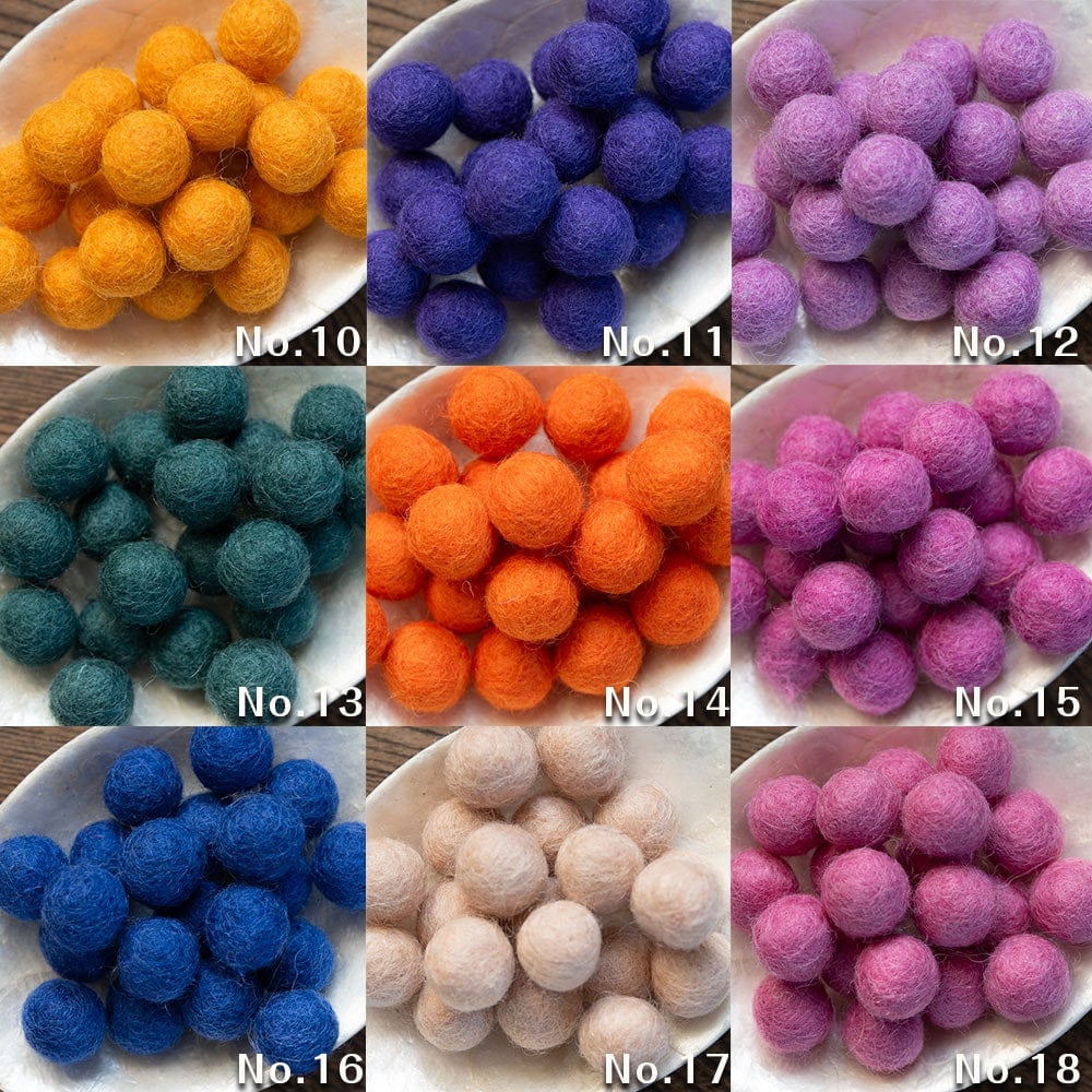 手作りのぬくもりがあたたかい ウールのフェルトボール15mm2枚目の下部説明写真です
