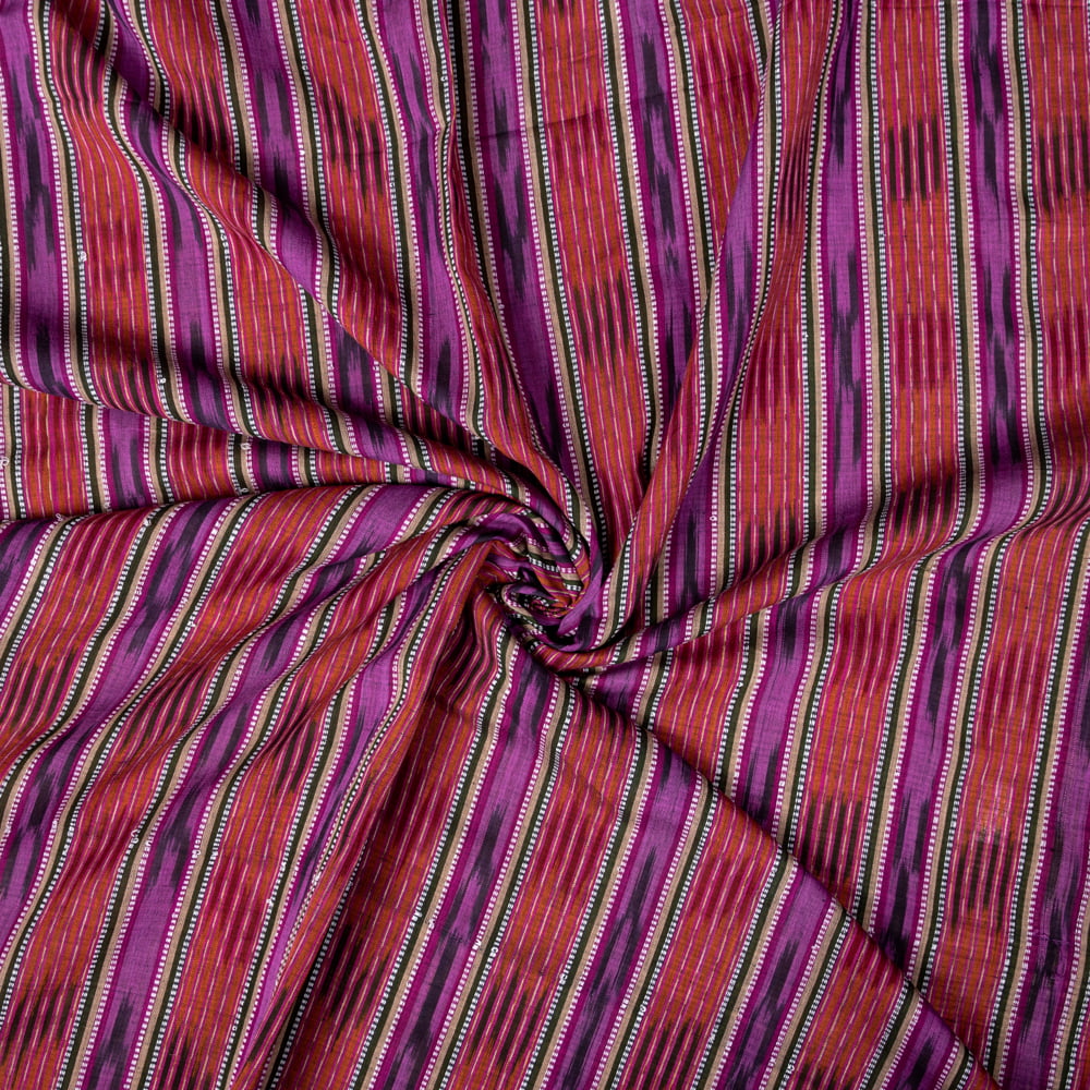 〔1m切り売り〕インドの伝統絣織り布　イカット織り生地　〔約106cm〕 - 紫1枚目の説明写真です