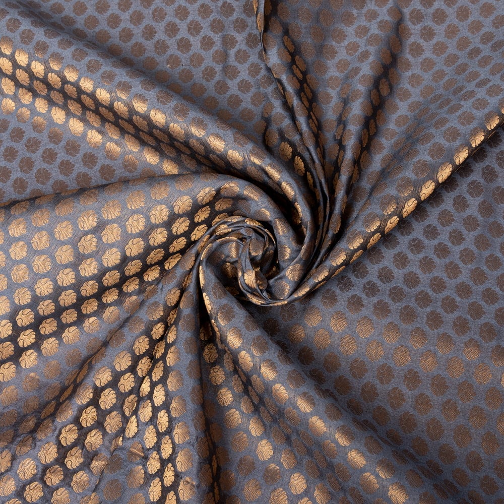 〔各色あり〕〔1m切り売り〕インドの伝統模様布　光沢感のあるブロケード生地　金糸〔約107cm〕1枚目の説明写真です
