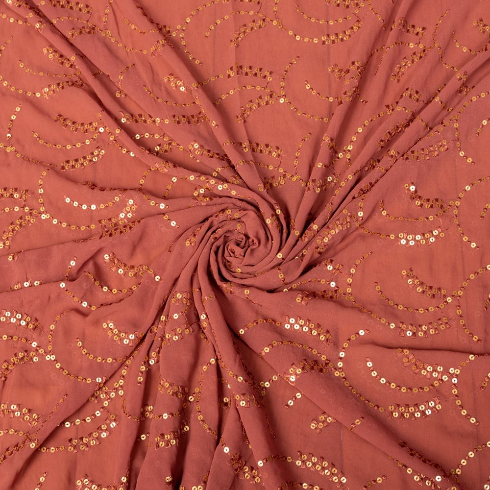 〔各色あり〕〔1m切り売り〕インドのスパンコール刺繍付き　シフォン生地布〔約109cm〕1枚目の説明写真です