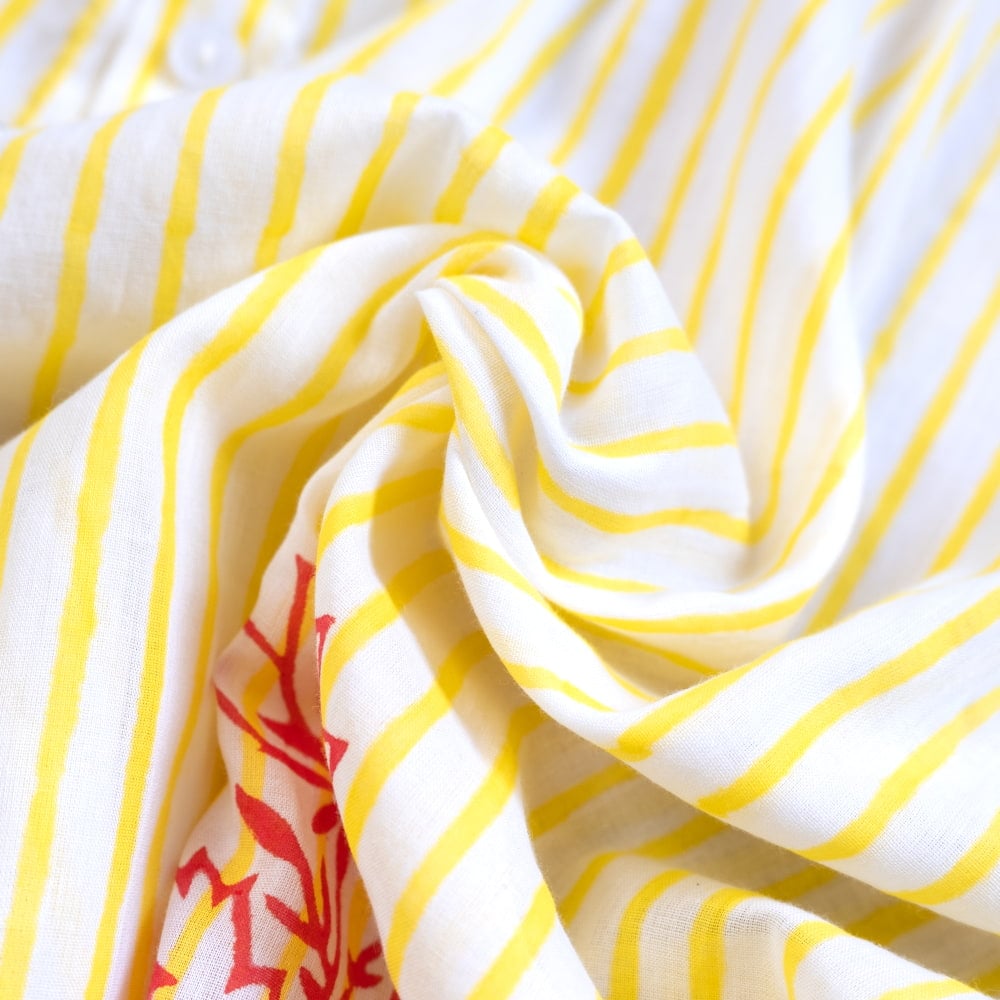 伝統職人が描く、ウッドブロック・ストライプシャツ7枚目の説明写真です