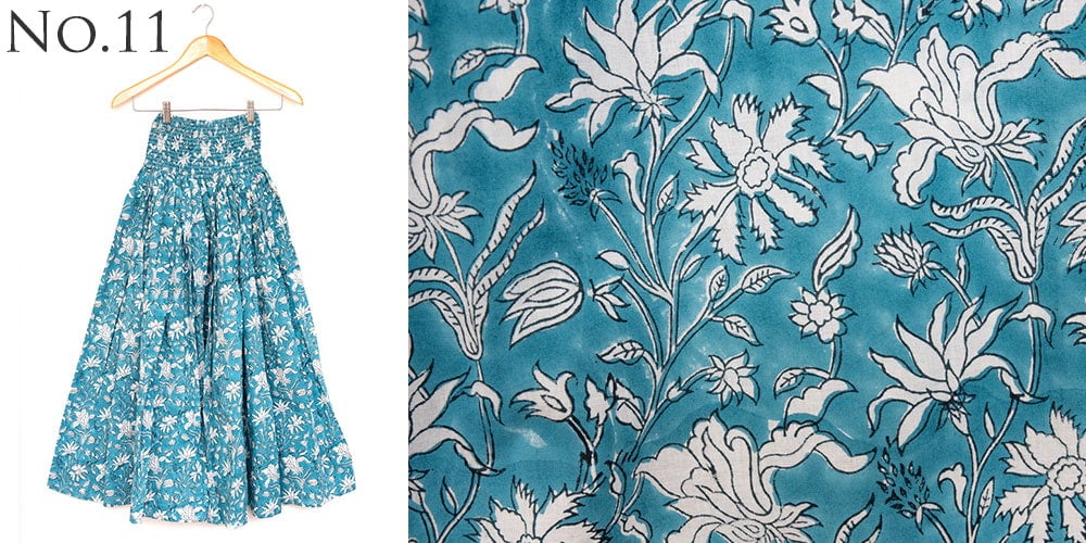 ボタニカル柄の木版染が美しい ボリュームギャザースカート11枚目の下部説明写真です