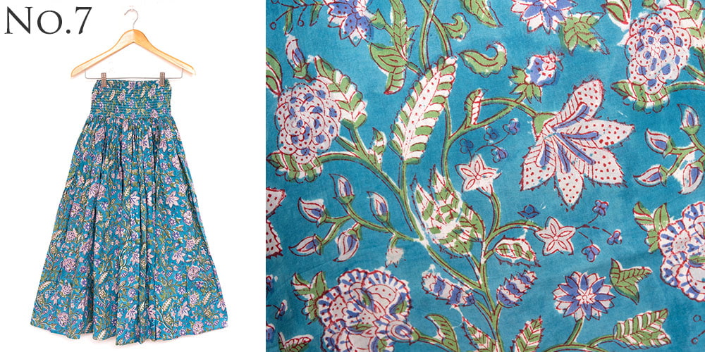 ボタニカル柄の木版染が美しい ボリュームギャザースカート7枚目の下部説明写真です