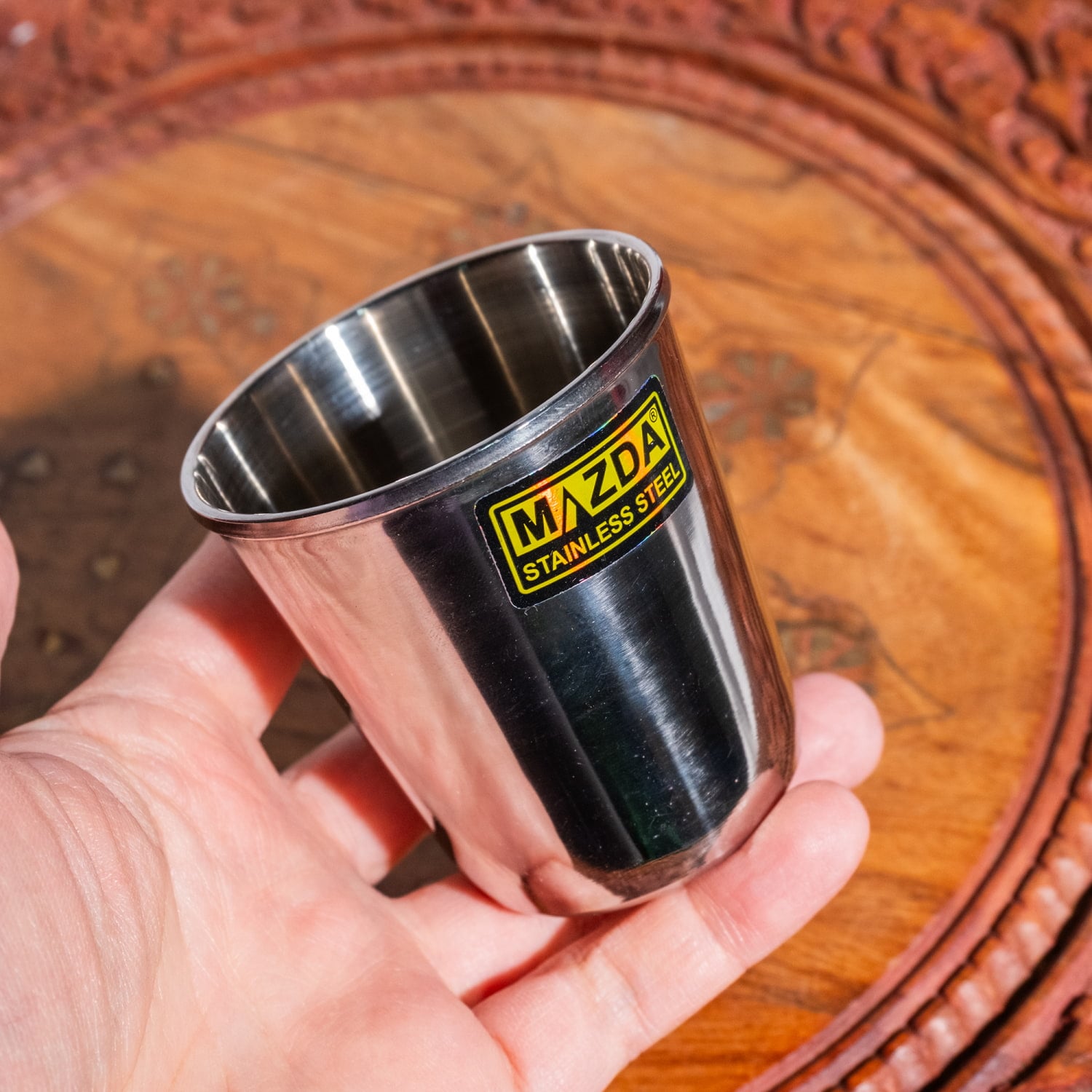 チリチリと音が鳴る!! ステンレスのチャイカップ [直径約6.6cm×高さ約7.2cm]2枚目の説明写真です