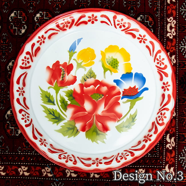 タイのレトロホーロー 花柄飾り皿・トレー RABBIT BRAND〔約45cm×約4.3cm〕の選択用写真