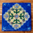 〔10cm×10cm〕ブルーポッタリー ジャイプール陶器の正方形デコレーションタイル - 菱型唐草系の個別写真