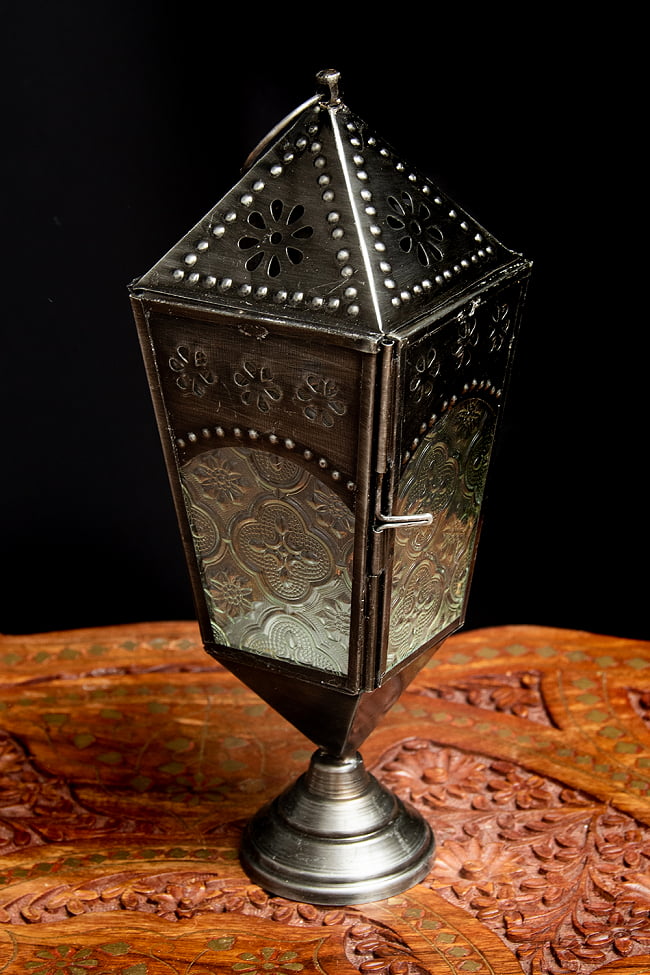 モロッコスタイルの透かし彫りLEDキャンドルランタン〔ロウソク風LEDキャンドル付き〕 - 〔ホワイト〕約23×10cmの選択用写真