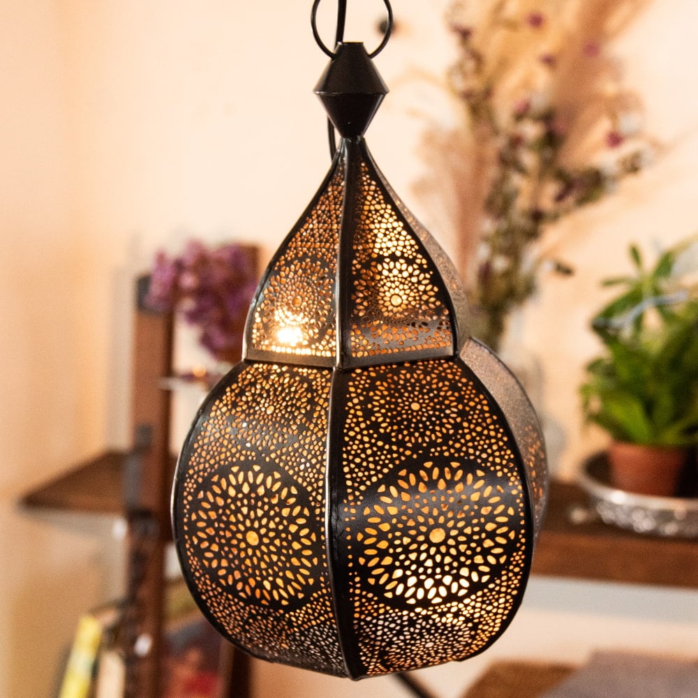 かぼちゃ形モロカンスタイルのペンダントランプ 高さ32cm1枚目の説明写真です