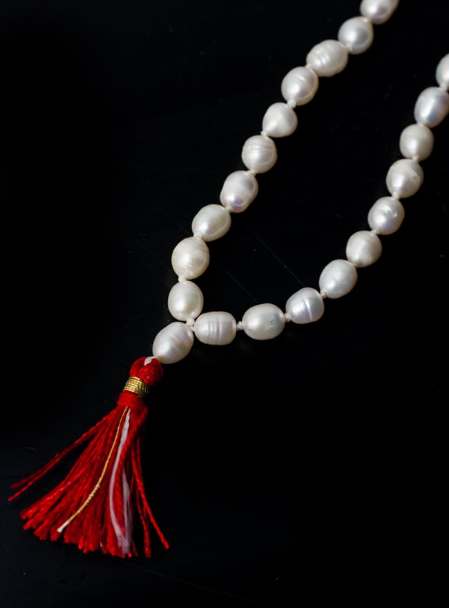 インドの天然真珠数珠 - 赤