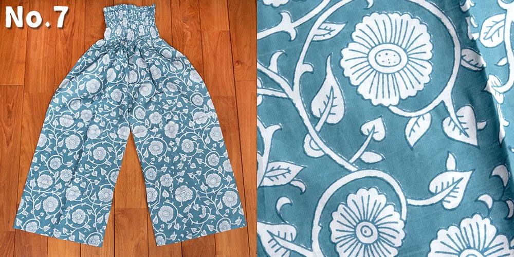 ローライズのカラフルプリントのワイドパンツ7枚目の下部説明写真です