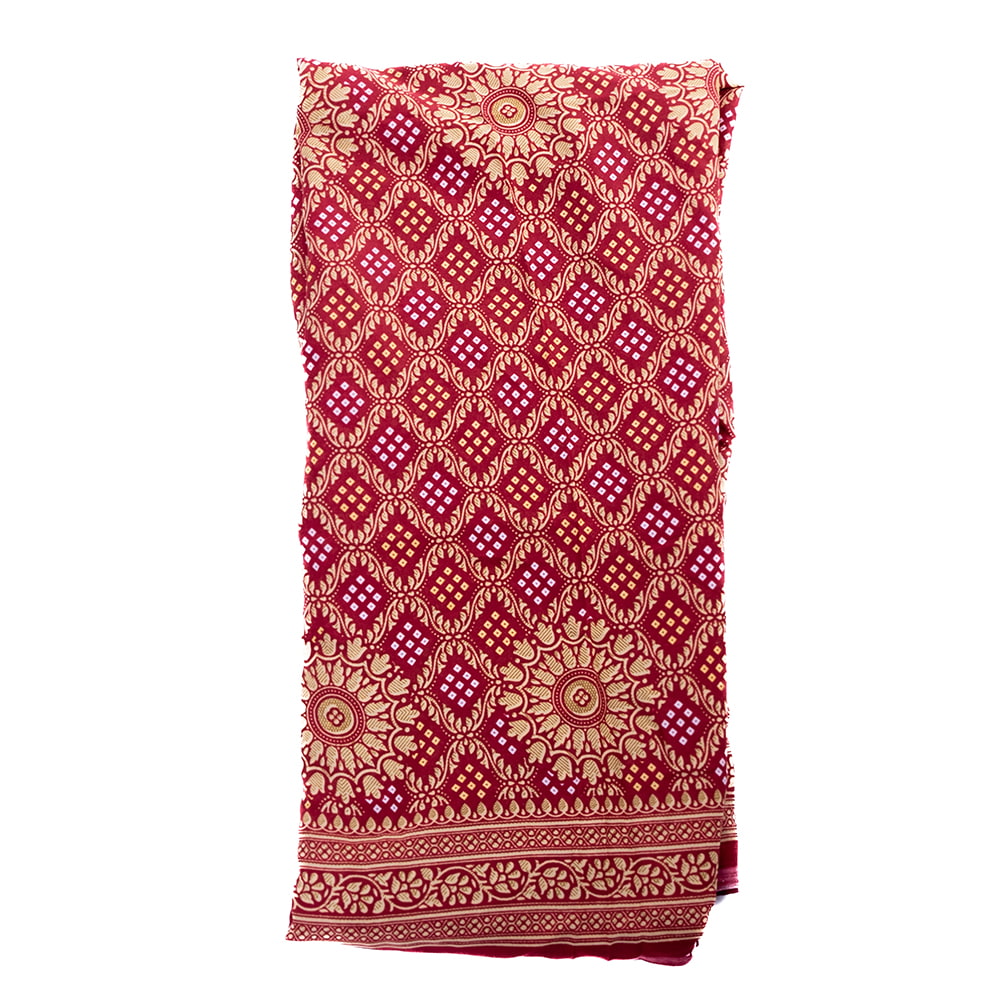 【8色展開】インド伝統模様バンディニプリントのインドサリー ボタニカルの個別写真