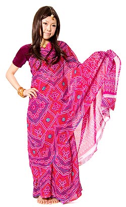 インドサリー【ドット】 ピンク の通販 - TIRAKITA.COM