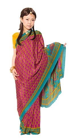 インド サリー 布 サリー デコレーション布 インド インドサリー(ドット模様系) 象