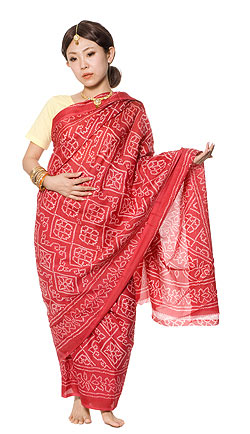 インドサリー【ドット花柄】 赤 の通販 - TIRAKITA.COM