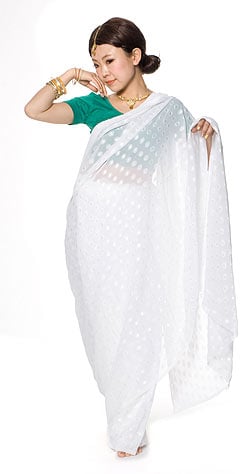 インドサリー【ドット】 白 の通販 - TIRAKITA.COM