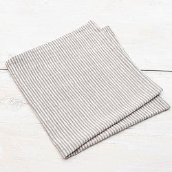 昔ながらの木版染め伝統模様布ハンカチ - ベージュストライプ