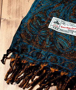 210cm×95cm〕インドの伝統柄大判ストール・ショール - 緑系 の通販