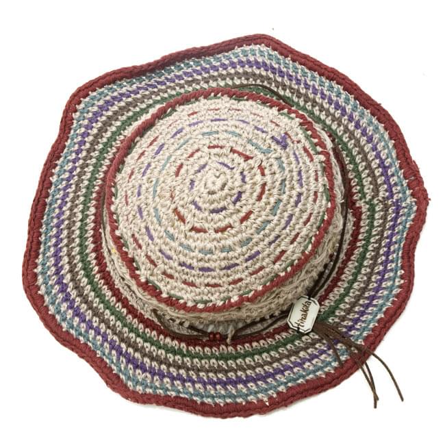 ヘンプとコットンのハット2-上部から撮影してみました。全体のデザインが分かります。\