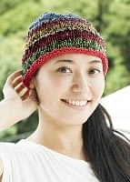 コットンのボーダーニット帽 【赤系】の個別写真