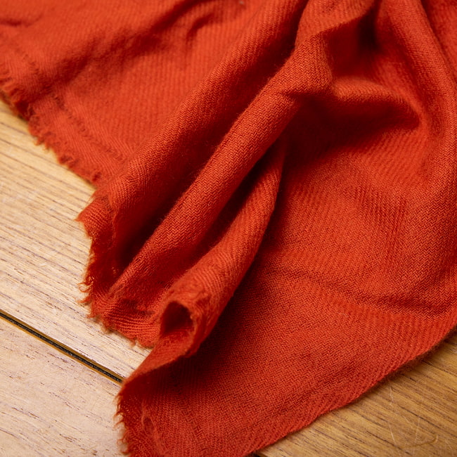 パシュミナ　カシミア100% 大判手織りストール - オレンジ2-ふんわりとした柔らかく素晴らしい肌触りが魅力的\