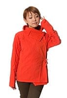 ウッドボタンのカシュクールジャケット 【オレンジ】の個別写真