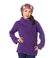 ウッドボタンのカシュクールジャケット 【紫】の個別写真