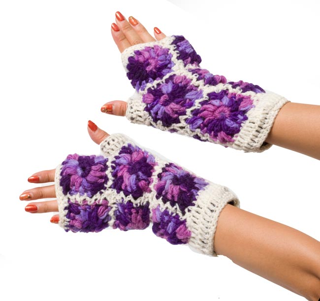 ウールン・フラワーアームウォーマー