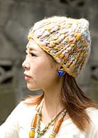 もこもこニット帽-フリース付き 【ベビーピンク系】の個別写真