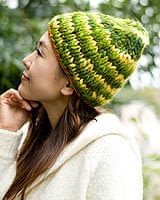 もこもこニット帽-フリース付き 【グリーンイエロー】の個別写真