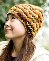 もこもこニット帽-フリース付き 【イエローブラウン】の個別写真