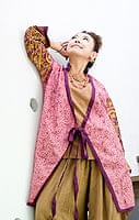 オールドサリーロングカシュクール 赤・ピンク系の個別写真