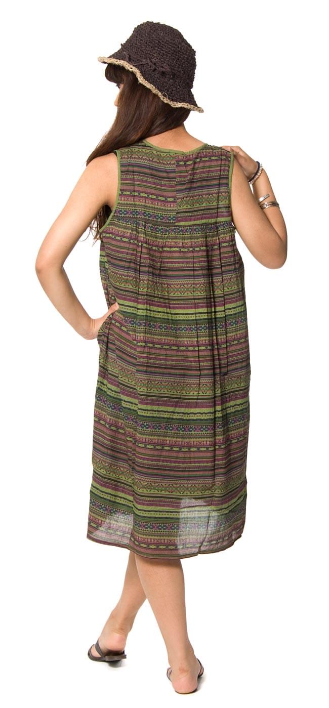 ボーダー リボンワンピース 【緑系】2-後ろ姿はこんな感じです。\