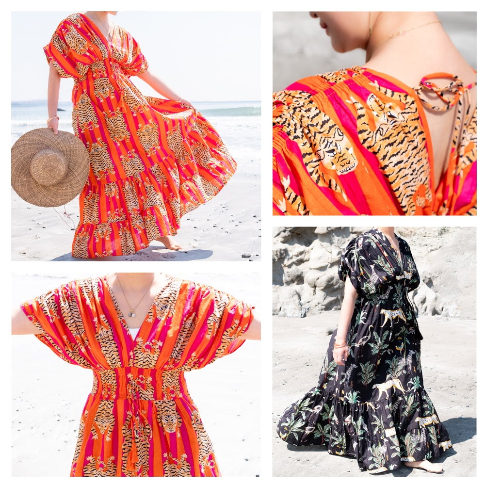 大胆なデザインが魅力的 ボヘミアンマキシドレス フレアワンピース ロング丈3枚目の説明写真です