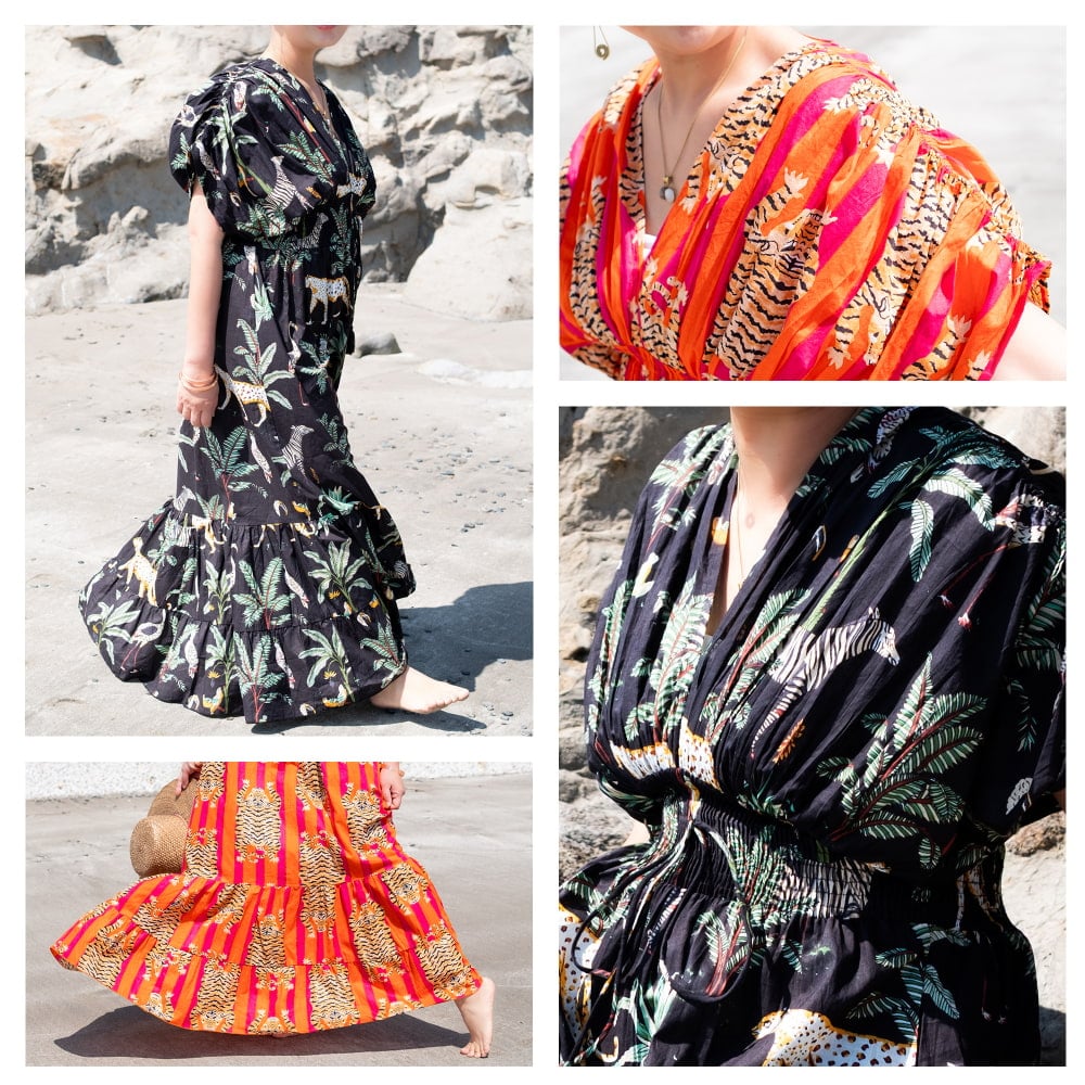 大胆なデザインが魅力的 ボヘミアンマキシドレス フレアワンピース ロング丈5枚目の説明写真です