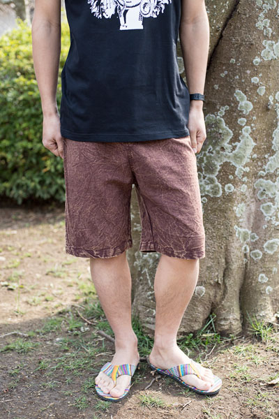 ストーンウォッシュのハーフパンツの個別写真