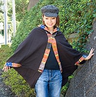 モン族刺繍ポンチョ 【茶】の個別写真
