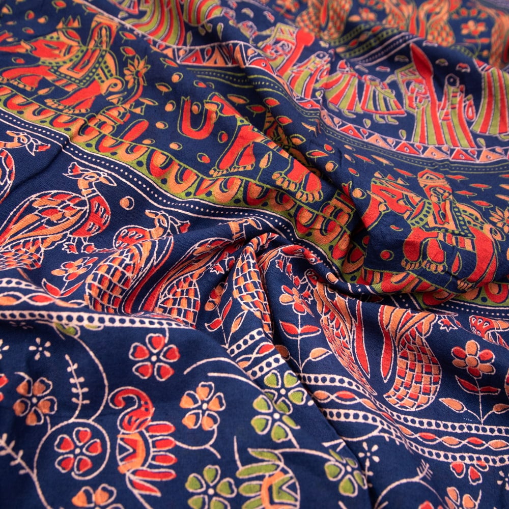 インド伝統柄が美しい　コットンラップスカート-マキシ丈5枚目の説明写真です