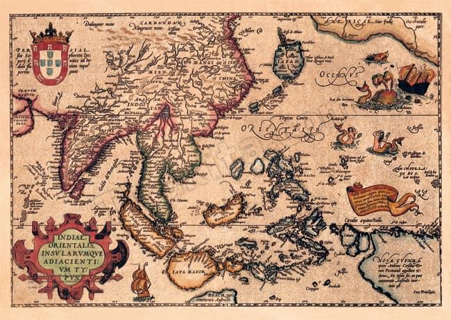【16世紀】アンティーク地図ポスター[INDIAE ORIENTALIS]【南アジア・東アジア・東南アジア周辺】