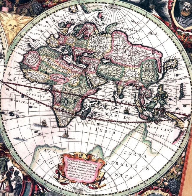 【17世紀】アンティーク地図ポスター[Nova Totius Terrarum Orbis Geographica Ac Hydrographica Tabula]【両半球世界地図】2-地図右側の拡大写真です\