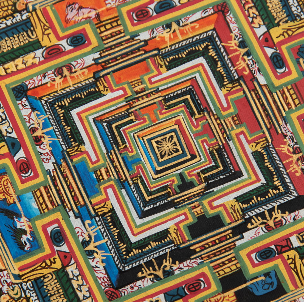 〔一点物〕タンカ - カーラチャクラマンダラ[25cm x 25cm]2枚目の説明写真です