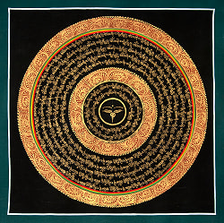 〔一点物〕タンカ - ブッダアイと種子マンダラ[34x34cm]