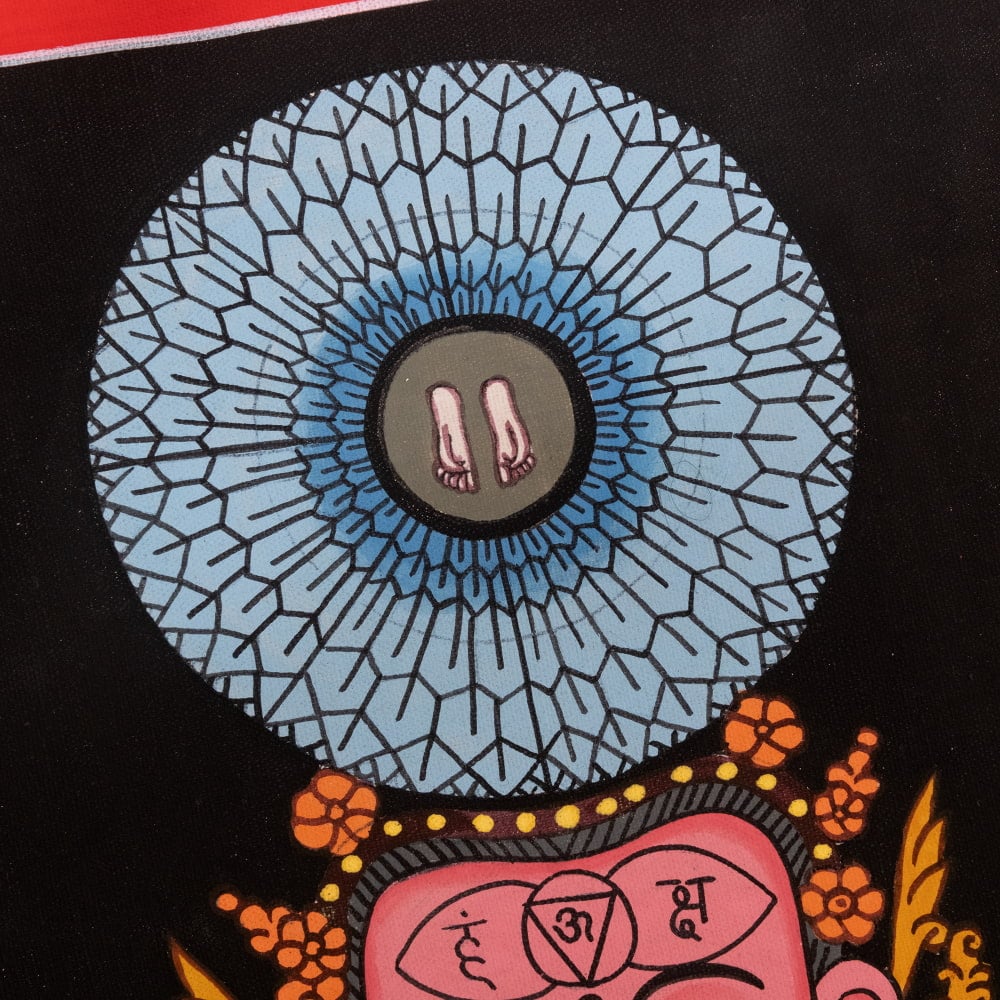 〔一点物〕タンカ - チャクラ人体曼荼羅・エネルギー体図[52cm x 20cm]2枚目の説明写真です