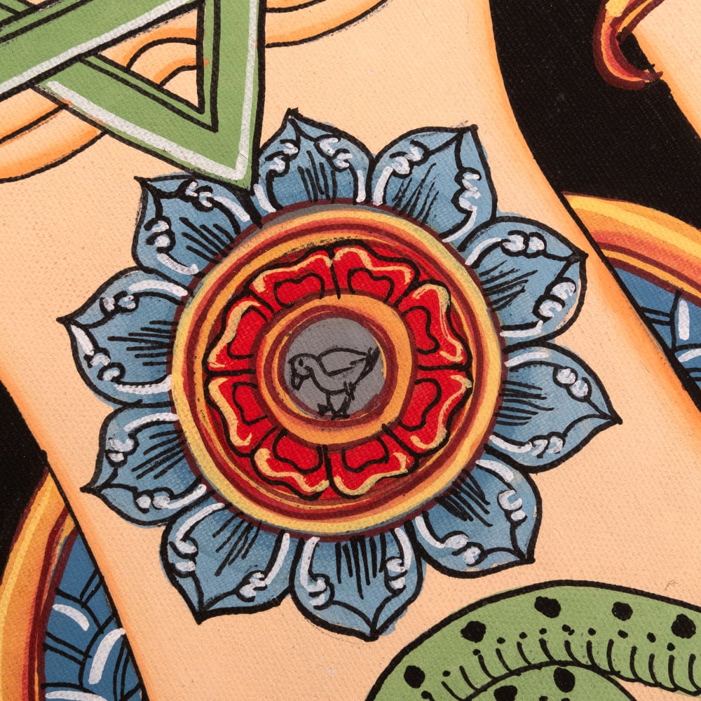 〔一点物〕タンカ - チャクラ人体曼荼羅・エネルギー体図[52cm x 20cm]2枚目の説明写真です