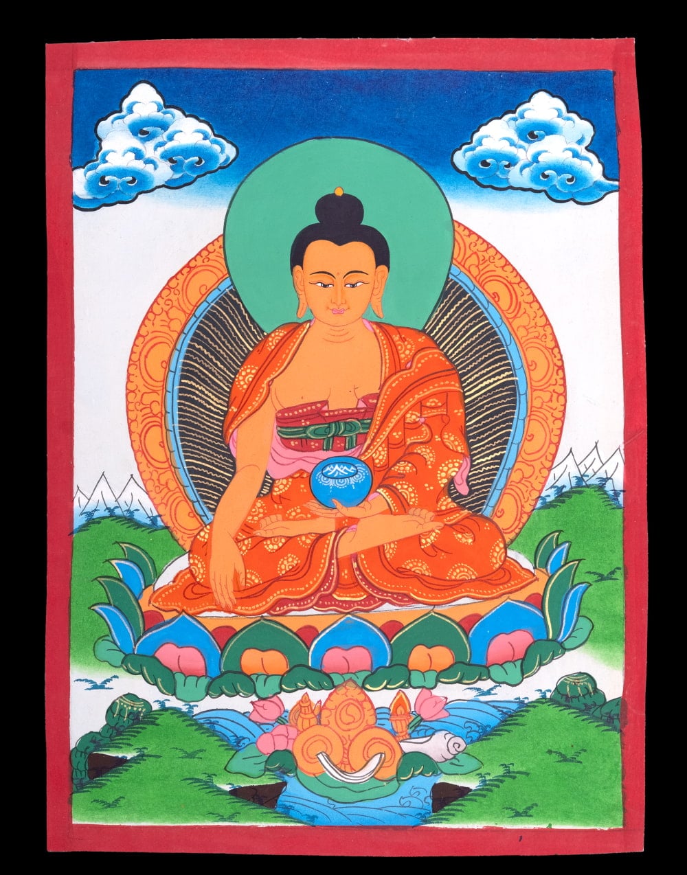 〔習作〕タンカ - 仏陀図（釈迦牟尼仏）[40cm x 30cm]1枚目の説明写真です