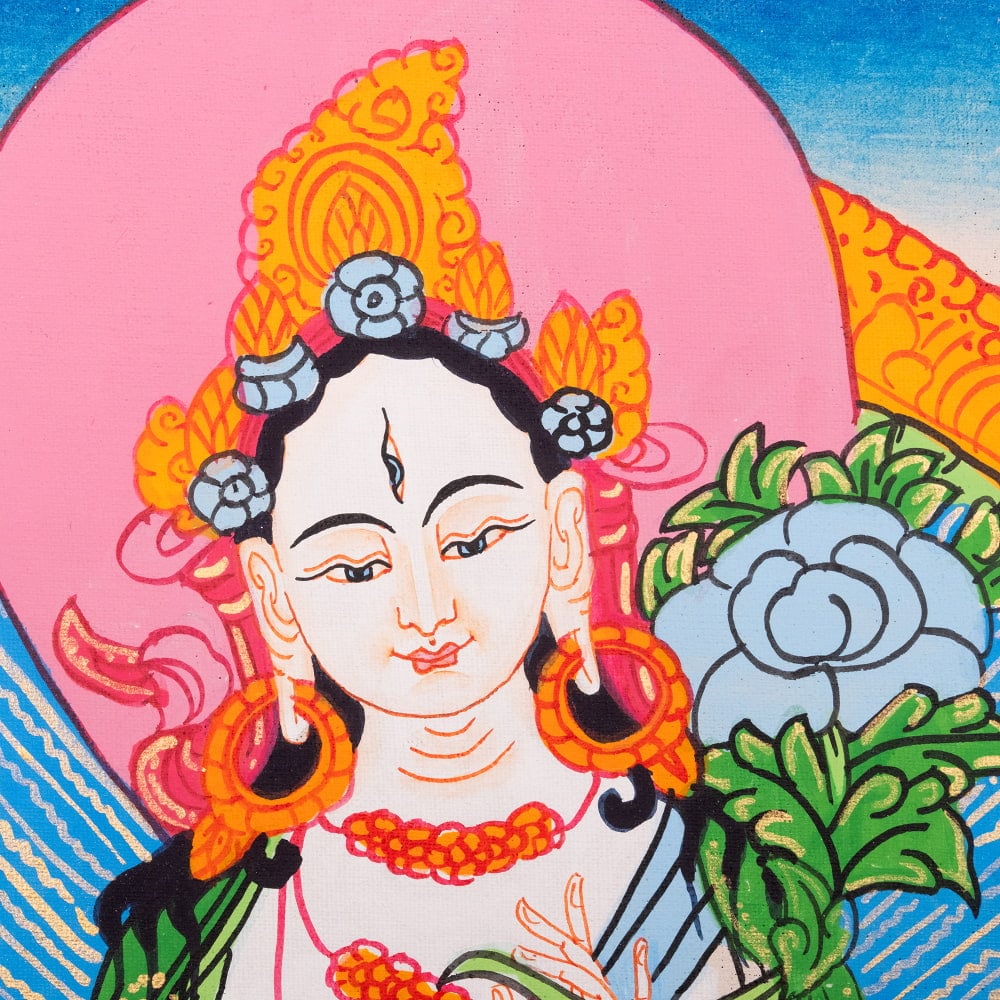 〔一点物〕タンカ - ホワイトターラ[40cm x 30cm]2枚目の説明写真です