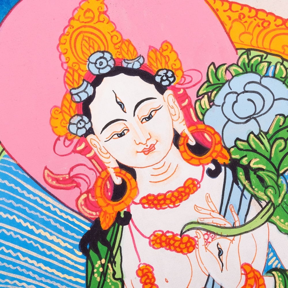 〔一点物〕タンカ - ホワイトターラ[40cm x 30cm]3枚目の説明写真です